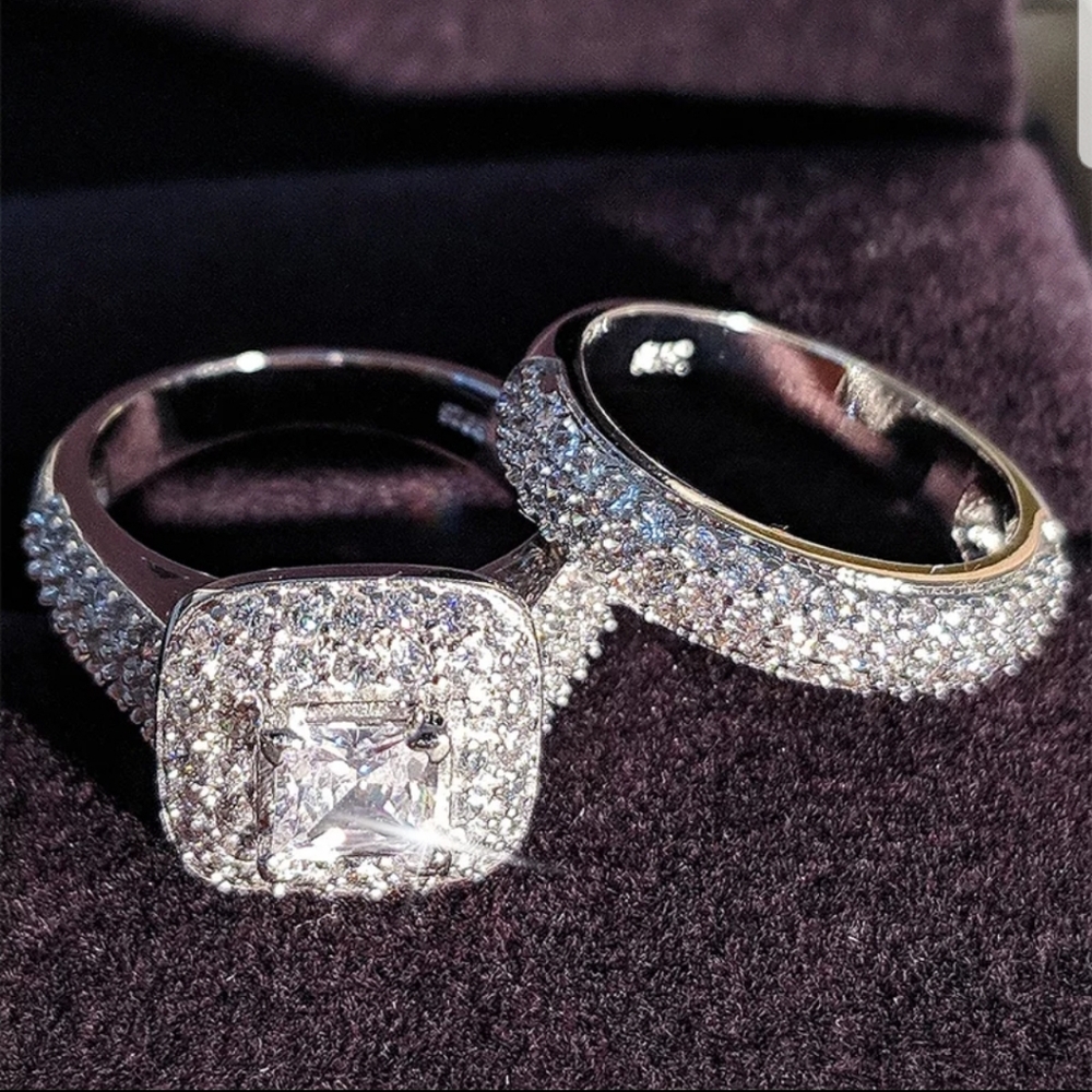 NEW 925 Sterling Silver Wedding Ring Set - Picture 6 of 6
